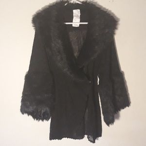 Sheer faux fur robe/kimono/ blouse